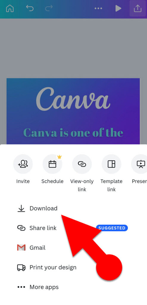 Download your design in Canva mobile app