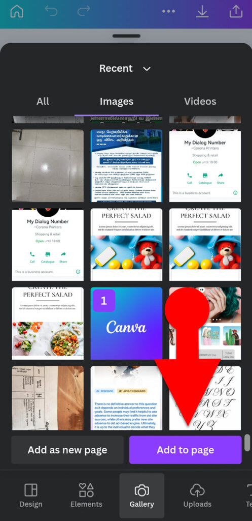 Import your Photo from the Gallery to Canva app