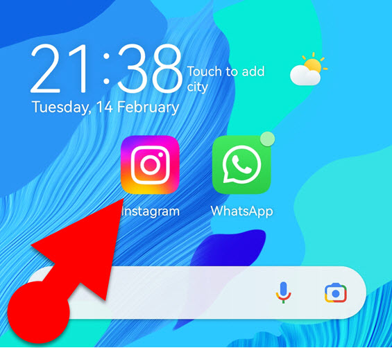Instagram app on Android home screen