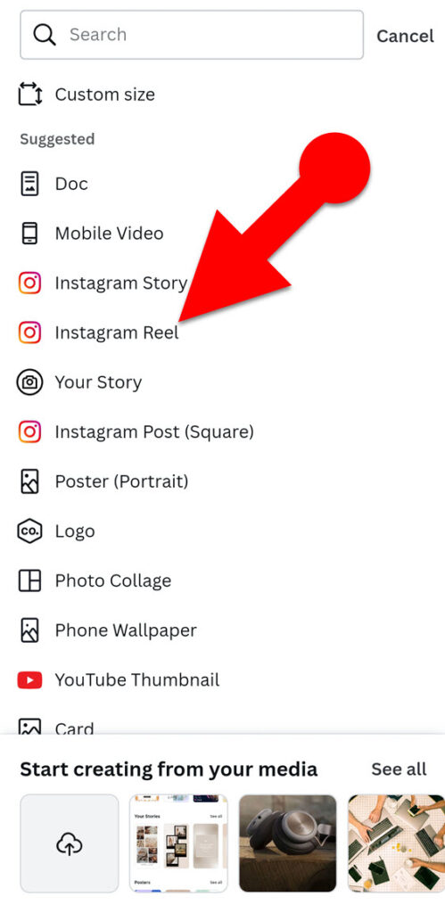 Create a Instagram Reel on Canva