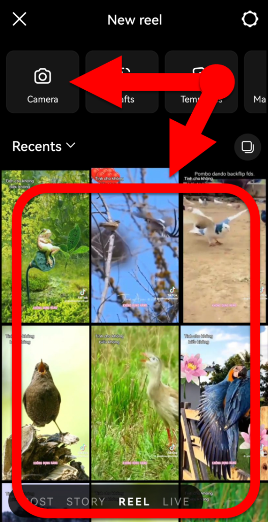 Import your photos or videos to Instagram Reels editor