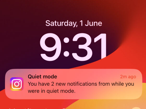 Instagram notification after ending Quiet Mode