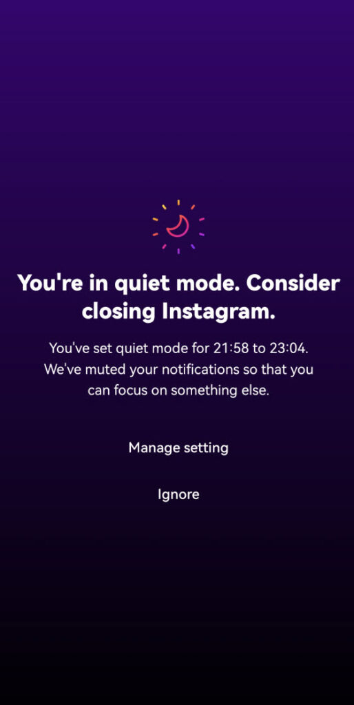 Quiet Mode Reminder on Instagram